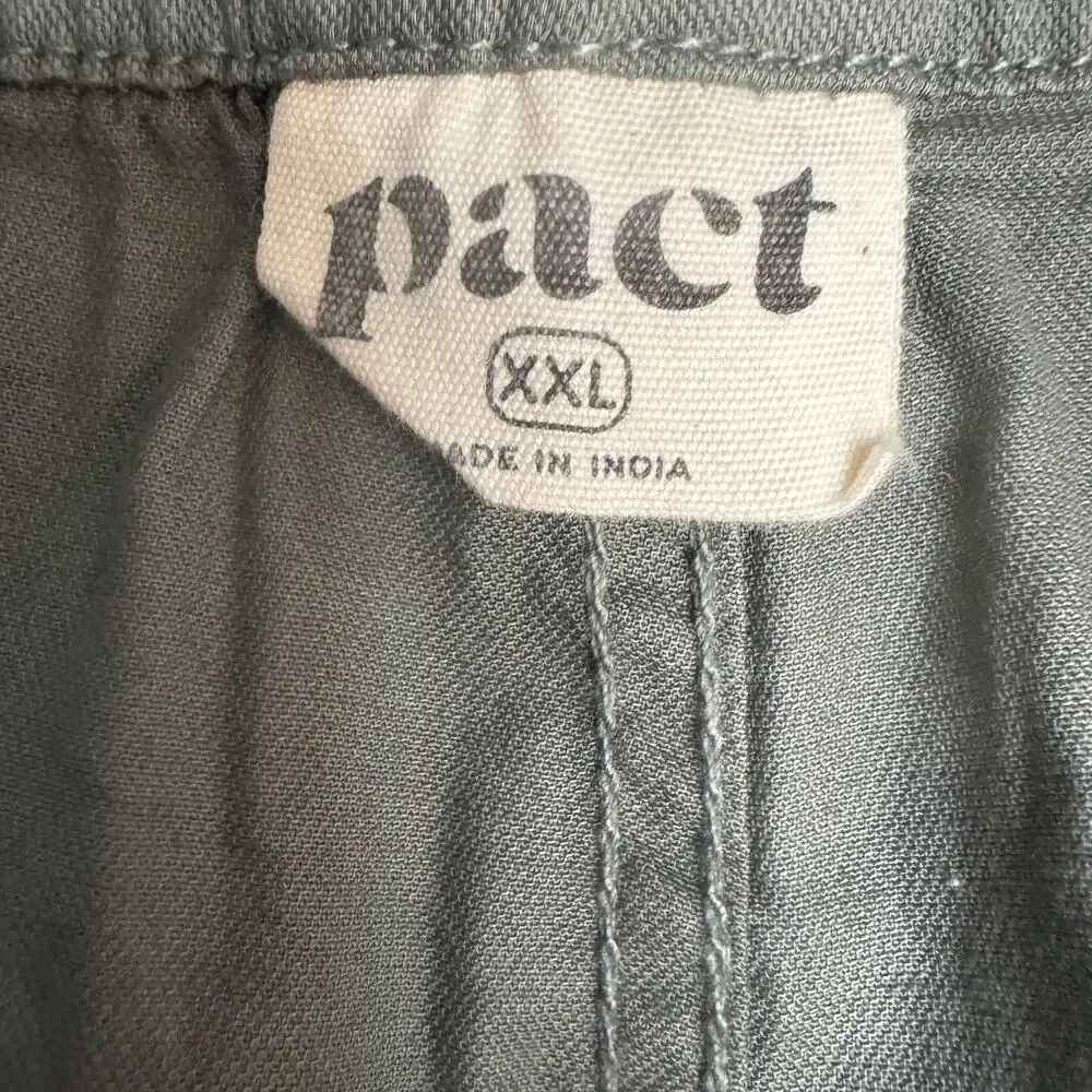 Men's Pact Green Organic‎ Cotton Drawstring Elastic Waist Twill Casual Short XXL